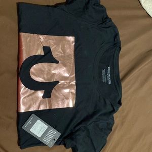 True Religion T-shirt with rose gold foil!